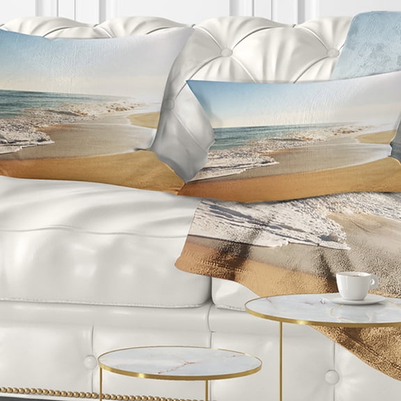 Designart Wide Seashore with Crystal Waters - Modern Beach Throw Pillow - 12x20