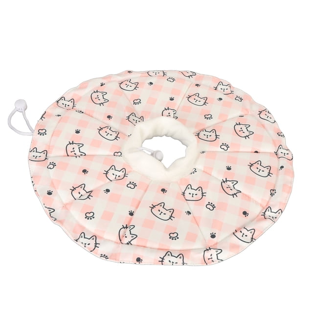 Cat Cone Collar, Adjustable Drawstring Breathable And Protective Cat Elizabethan Collar For Cat Kitten Prevent From Licking Wounds