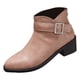 thumbnail image 1 of Zapatos Botines para mujer Nuevas botas grandes de cuero con hebilla de cinturón con punta redonda tacón cuadrado y botines con cremallera trasera con botas de tacón bajo para mujer (Pink 7), 1 of 7