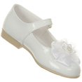 thumbnail image 2 of Angel Girls Shiny Patent Bow Ankle Strap Buckle Flower Dress Shoes White 7 Toddler (T77R23K), 2 of 3