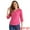 Hot Pink, variant on Women's V Neck Polka Dots 3/4 Sleeve Casual Button Blouse L Denim Blue