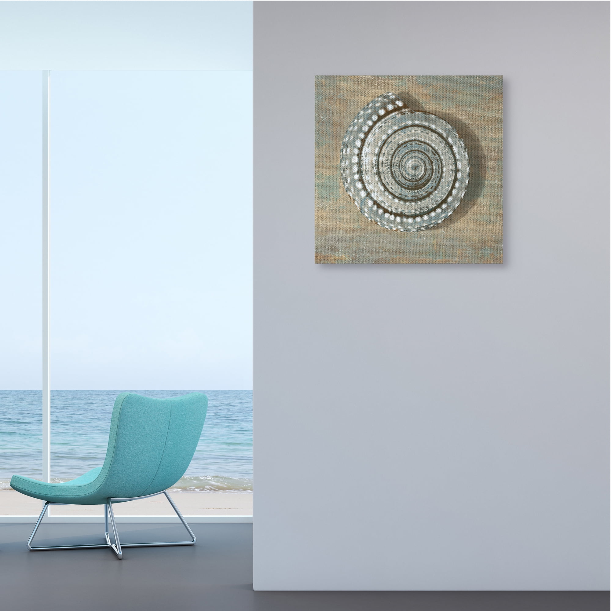 Stupell Industries Nautical Spiral Shell Vintage Coastal Muted Neutral Nature Painting Gallery Wrapped Canvas Art Print Wall Art, 24 x 24