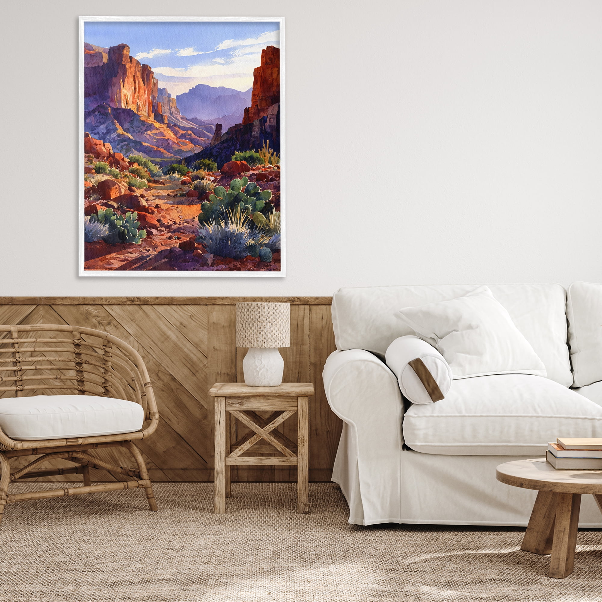 Stupell Industries Western Colors Earthy Desert White Framed Giclee Art, design by Franklyn Gregory