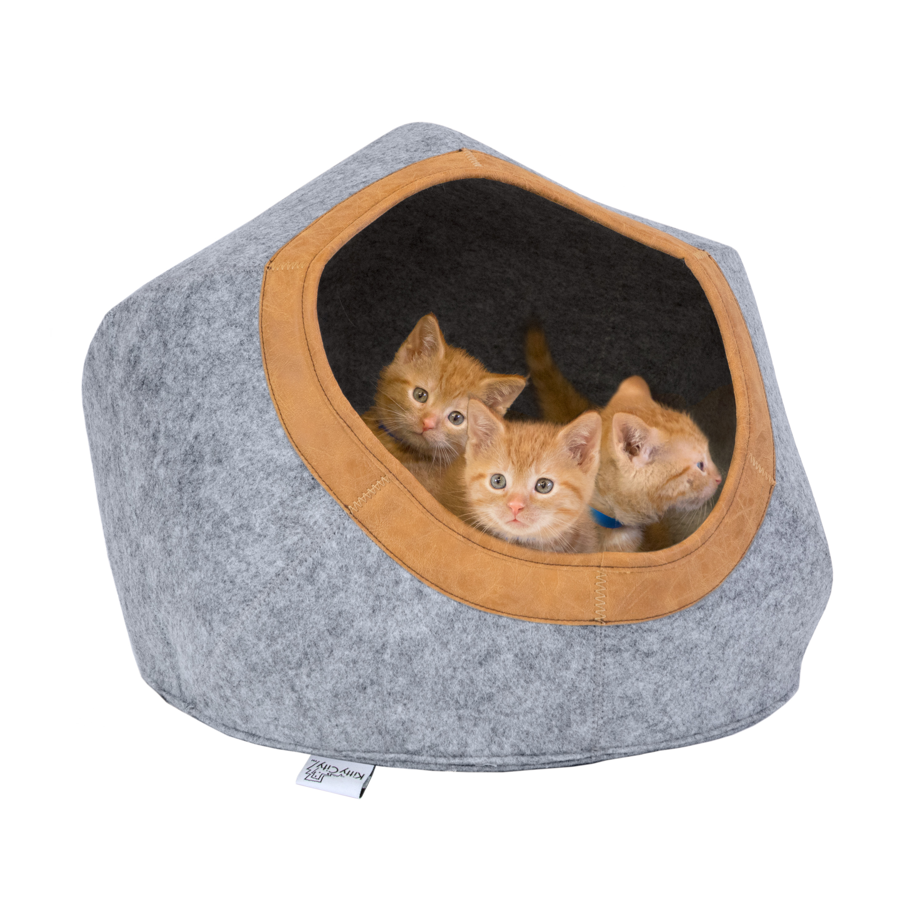 Kitty City Large Felt Cat Cave with Faux Leather Trim photo 3