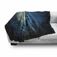 thumbnail image 3 of Dark Blue Soft Flannel Fleece Throw Blanket, Low Angle View of Spooky Mysterious Forest with Tall Trees Big Full Moon, Cozy Plush for Indoor and Outdoor Use, 70" x 90", Blue Black White, by Ambesonne, 3 of 6