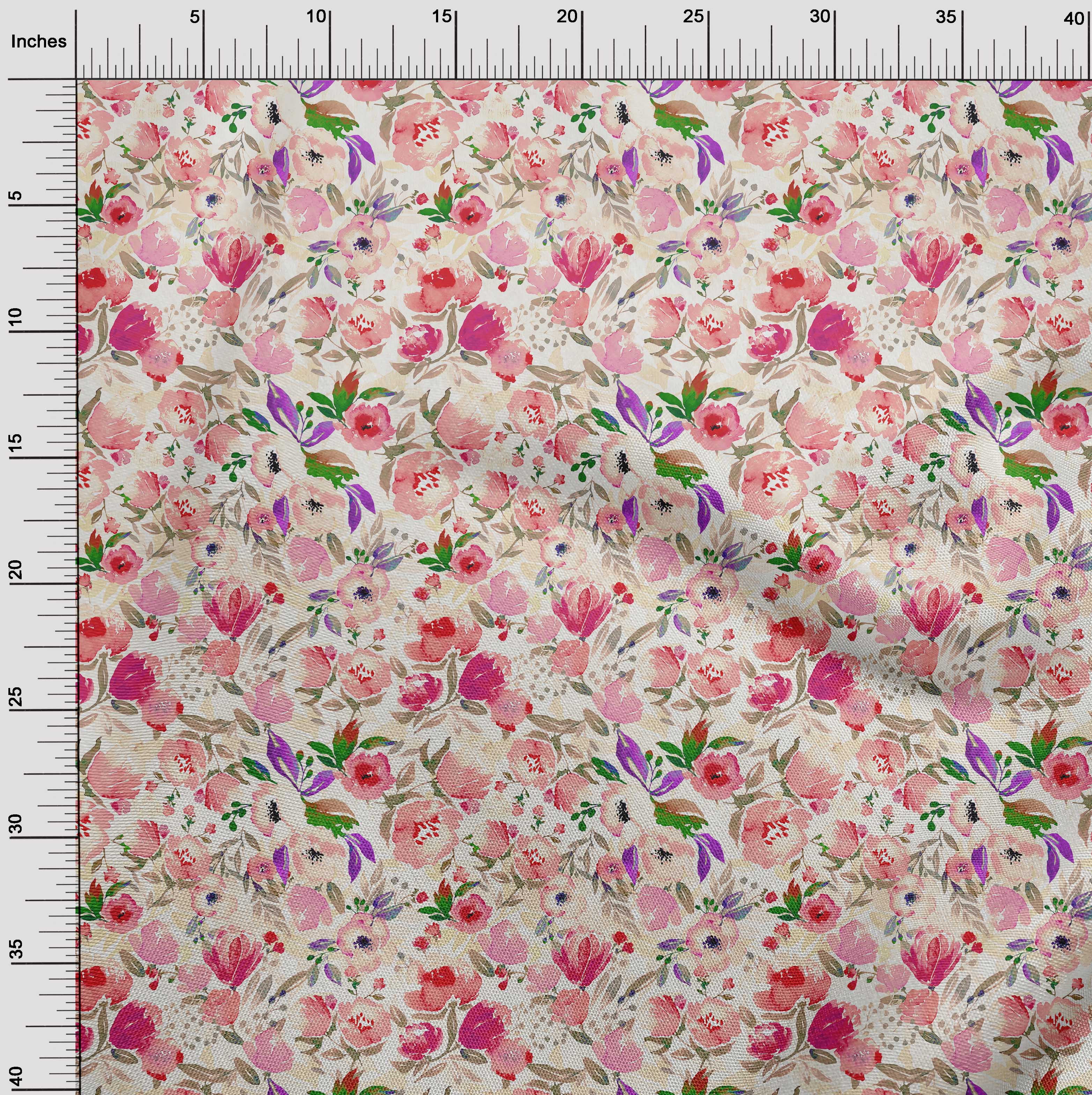 oneOone Cotton Poplin Fuschia Pink Fabric Floral Quilting Supplies Print Sewing Fabric By The Yard 56 Inch Wide-YN