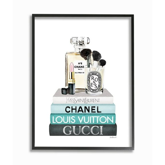 Stupell Industries Glam Essentials Above Iconic Designer Bookstack Designed by Amanda Greenwood