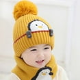 thumbnail image 2 of AWZXDE Baby Hats Soft Warm Knit Hat Kids Winter Hat With Comfortable Earflap Scarf Hood Hat For Boys Girls Yellow, 2 of 3