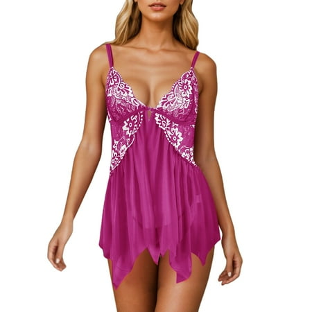 Xuewenshw Women s Lingerie Baby Doll Lingerie for Women Sexy Sleepwear Sheer Lingerie WomenS Lingerie Nightgowns for Women