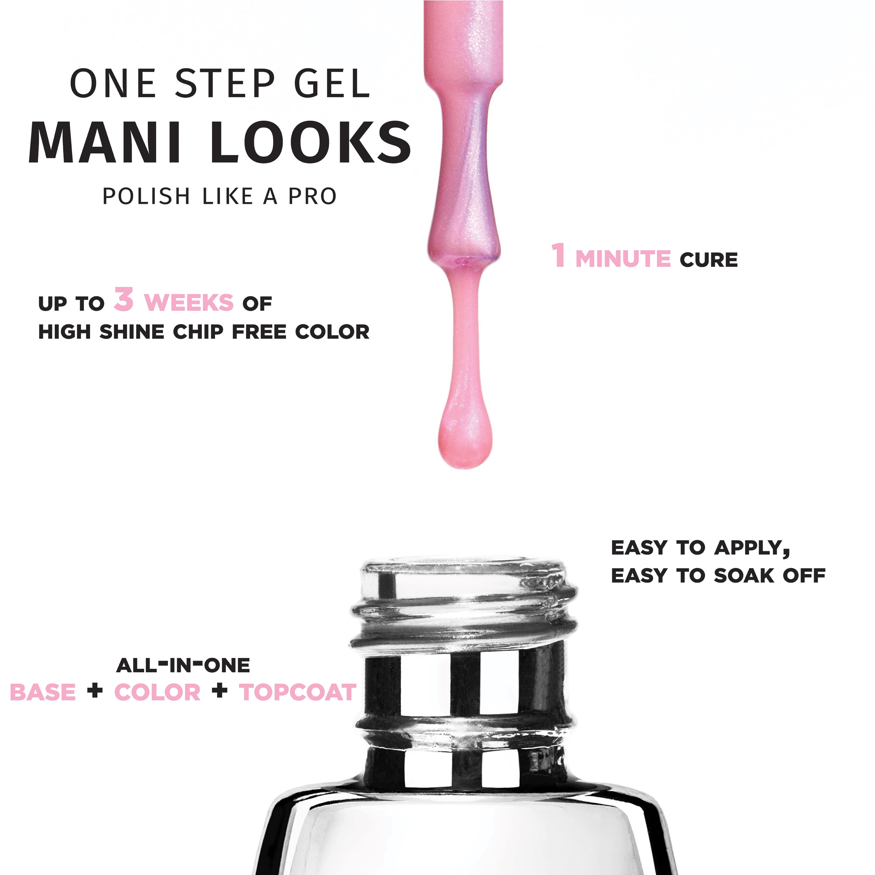 Salon Perfect Glazed One Step Gel, Candy Skies, Pink Nail Polish, 0.5 fl oz