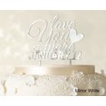 thumbnail image 1 of Love You More Wedding Cake Topper Personalized Mirror White Cake Topper Cake Decorations Color Option Available 6-7 Inches Wide, 1 of 1