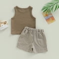 thumbnail image 4 of Douhoow Baby Boy Sleeveless Tank Top Striped Shorts Set Infant 2 Piece Summer Clothes, 4 of 7