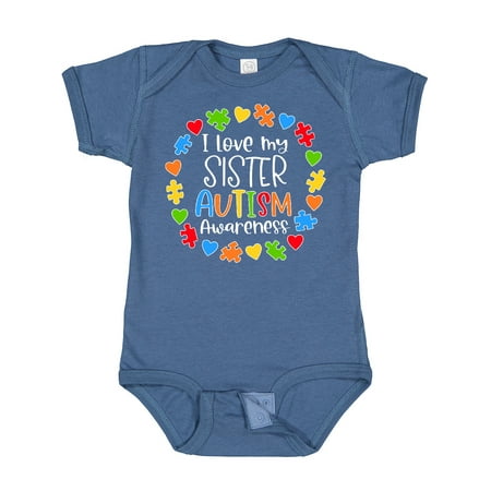 

Inktastic I Love My Sister Autism Awareness Gift Baby Boy or Baby Girl Bodysuit