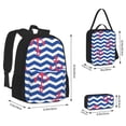 thumbnail image 4 of Naloa Nautical Anchors Print Large Capacity Backpack Lunch Bag Pencil Case Combination 3 Piece Set for Student, 4 of 8