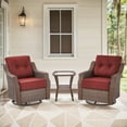 thumbnail image 2 of POCASSY 3 Pieces Patio Furniture Set with 6-Inch Thick Cushions Outdoor Swivel Patio Chairs Set of 2, Outdoor Brown Wicker Swivel Glider Rocking Chairs with Side Table for Porch Deck - Gray, 2 of 11