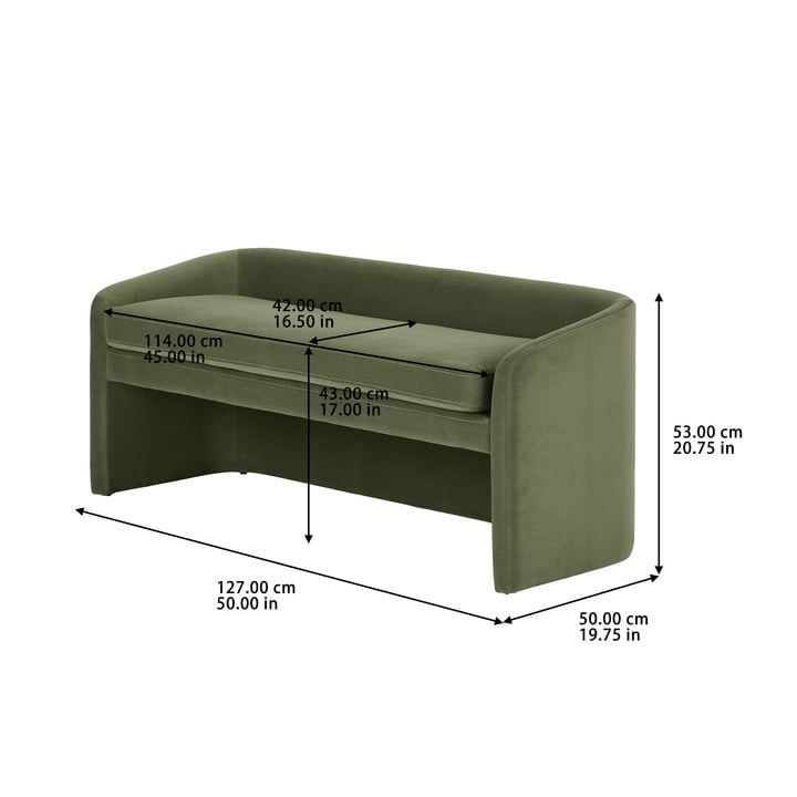 Better Homes & Gardens Wyatt 50" Velvet Accent Bench, Olive