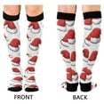 thumbnail image 4 of FORMRS Womens Knee High Socks Casual Long Thick Travel Daily Wear, 2 Pairs, Red Santa Hats Pattern, 4 of 6