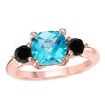 thumbnail image 2 of Mauli Jewels Rings for Women 2.2 Carat Cushion Shape Blue-topaz And Black Diamond Gemstone Ring Prong-Setting 10K Rose Gold, 2 of 6