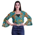 thumbnail image 4 of Moomaya Printed Womens Crop Top Wrap Style Top Wear Ruffle Long Sleeve Casual Summer Blouse, 4 of 6
