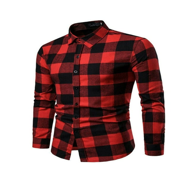 Chemises Décontractées à Carreaux pour Hommes Flanelle Chemises à Carreaux Rouges Homme Manches Longues Chemise Homme Chemises à Carreaux en Coton