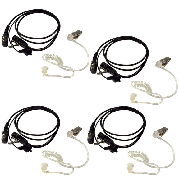 HQRP 4-Pack 2 Pin Acoustic Tube Earpiece Headsets Mic for ICOM IC-F4S, IC-F4SR, IC-F4TR, IC-FS25R