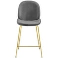 thumbnail image 5 of Modway Scoop 25.5" Stainless Steel Performance Velvet Counter Stool in Gray/Gold, 5 of 7