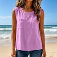thumbnail image 5 of Gamivast Sleeveless Tank Tops for Women Crewneck Shirts with Chest Pockets Casual Loose Fit Summer Blouses Basic Solid Color Tunic Tees for Daily Office Business Wear Purple M, 5 of 8