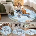 thumbnail image 5 of Ocean Themed Round Rugs for Living Room 6ft Nautical Sea Turtle Jellyfish Watercolor Blue Non Slip Circle Rug Washable Low-Profile Indoor Carpet for Bedroom, Dining Room, Bathroom, 5 of 9