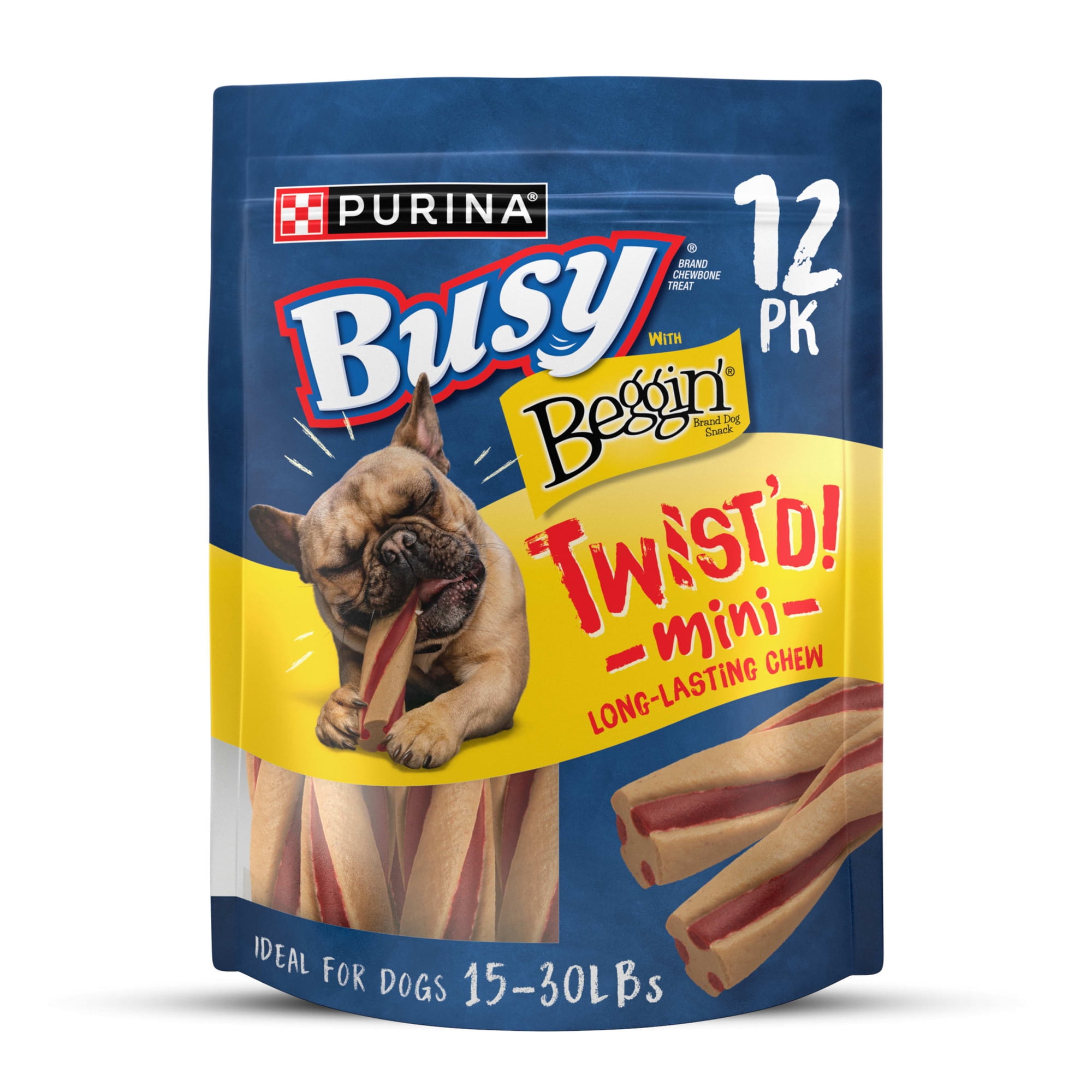 Purina Busy Bone with Beggin' Twist'd Small Dog Treats with Bacon Chews, 20.2 oz Pouch (12 Count)