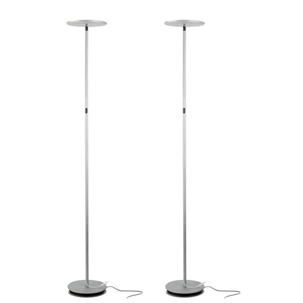 Brightech Sky LED Torchiere Bright Touch Sensor Floor Lamp, Silver (2