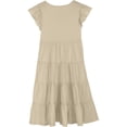 thumbnail image 3 of Little Girls Dresses Solid Color Round Neck Puff Sleeve Kids Party Outfit Girls Beach Dress Size 8-9T, 3 of 6