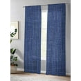 thumbnail image 4 of Navy Blue Linen Sheer Curtains 84 Inch Long 2 Panels, Farmhouse Pure Color Country Vintage Light Filtering Rod Pocket Semi Sheer Curtains, Sheer Voile Drapes for Living Room Bedroom, 52"x84", 4 of 5