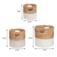 thumbnail image 3 of happimess BSK2011E-3SET Avery Bohemian Cottage Handwoven Hyacinth Cylinder Nesting Baskets with Handles, Natural/White (Set of 3), 3 of 6