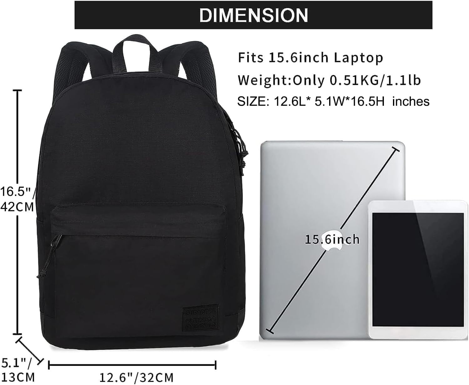 Casual Backpack for Men and Women, Laptop Backpack , Travel Backpack for College, USB Charging Port, Lightweight Pack Back(Black)
