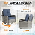 thumbnail image 2 of 8-Seat Modern Patio Furniture Set with Swivel Rocking Chairs, Thick 4″ Cushions, Dual-Strand Wicker Rattan, Rust-Resistant Steel Frame – Outdoor Conversation & Modular Sectional,Navy, 2 of 9