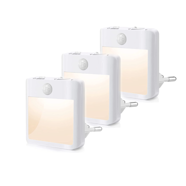 Hibibud 3Pcs Smart Motion Sensor Night Light,Automatic Infrared Detection,Adjustable Brightness LED Night Light