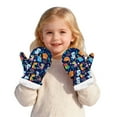 thumbnail image 5 of Toddler Mittens Winter Unisex Kids Thermal Insulated Dinosaur Print Mittens Warm Lined Skiing Handwear Cold Weather Outdoor Activity Gloves Mittens for Girls Dark Blue 4 Years-6 Years, 5 of 7
