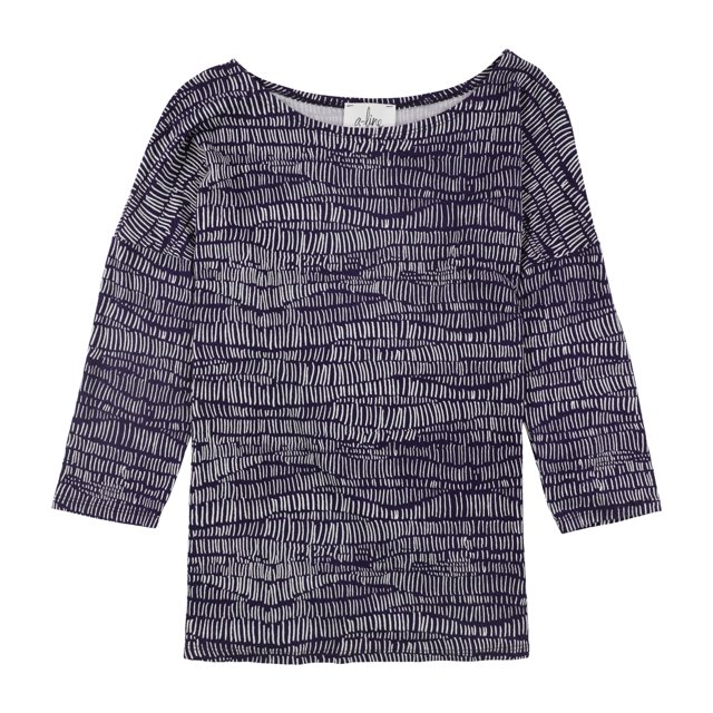 Blusa tipo jersey con manga 3/4 en dos tonos para mujer A-Line, azul, PS