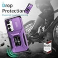 thumbnail image 4 of Allytechgroup Rugged Case for Samsung Galaxy A26 5G, [Slide Camera Cover] [360° Rotating Kickstand] [Military Protection] Non-Slip Anti-Fall Anti-Scratch Shockproof Heavy Duty Case - Purple, 4 of 8