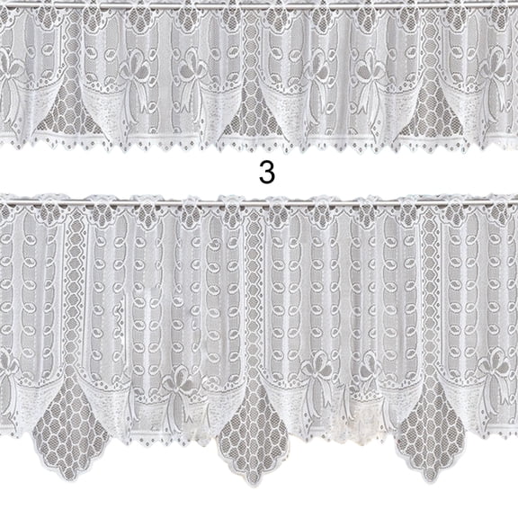 Joernso 2Pcs/Set Lace Curtain Translucent Lace Design Vintage Style 2 Tier Cafe Curtain Set for Home