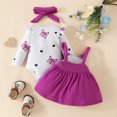 thumbnail image 5 of Girls Outfits Long Sleeve Cartoon Print Romper Suspenders Skirts Bow Tie Headbands Baby Clothes PP1 9 Months-12 Months, 5 of 7