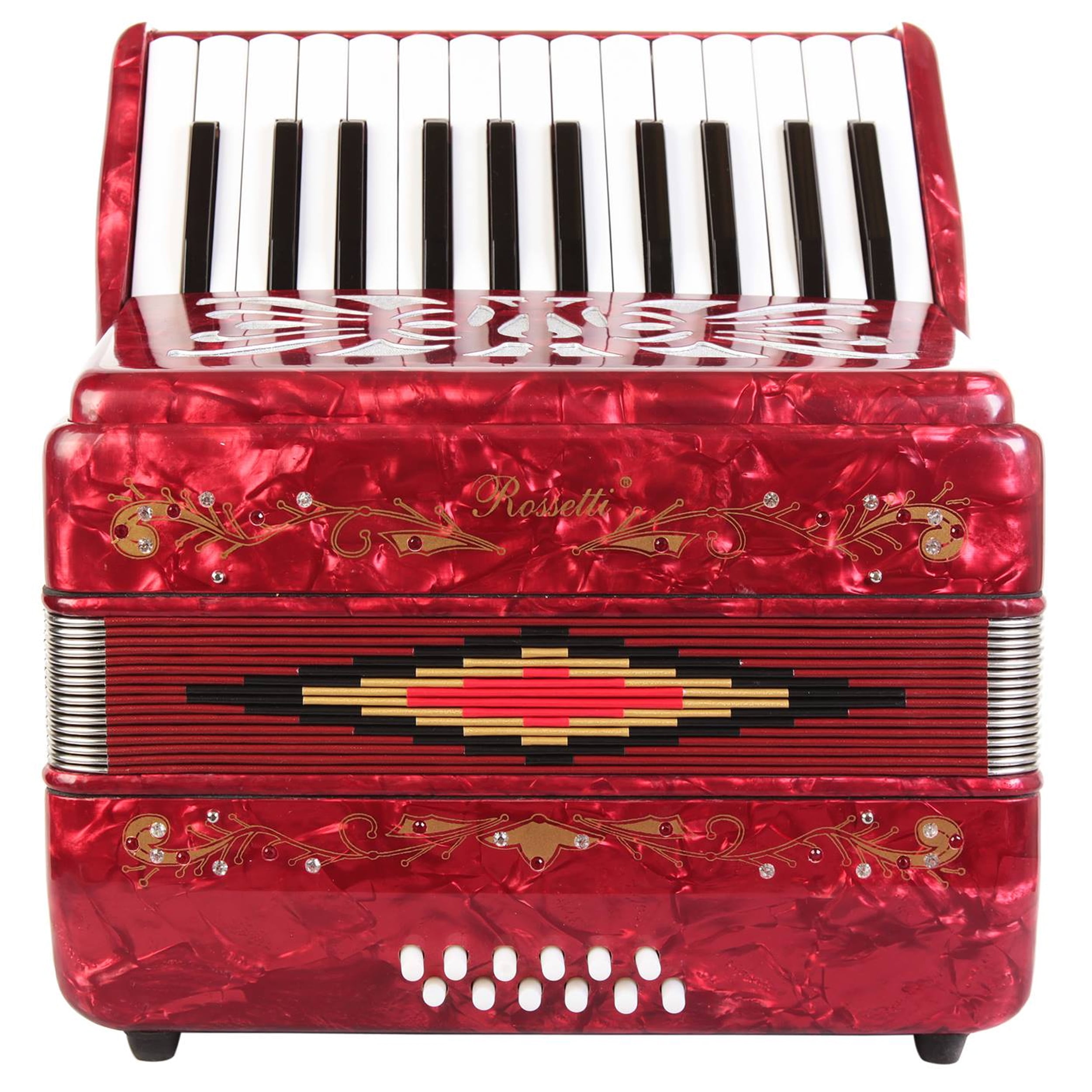 Rossetti Beginner Piano Accordion 12 Bass 25 Keys Black - Walmart.com