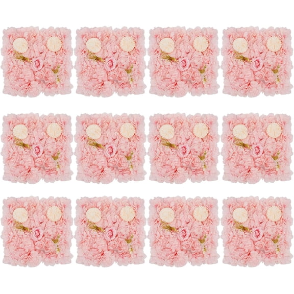 3D Flower Wall Panel 12pcs Artificial Flower Background Silk Rose Mat for Wedding Backdrop Decor, Photography Building, Wall Arrangement 15 * 15in