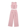 thumbnail image 6 of Guluxicc 2 Piece Womens Outfit Sets V Neck Sleeveless Button Down Vests High Waist Pleated Wide Leg Pants Business Casual Wear, 6 of 6