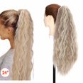 thumbnail image 4 of Benehair Real Thick Clip in Ponytail Hair Extensions 100% Natural Claw on Long Corn Wavy Pony Tails Jaw Kinky Wavy Ponytail Hair Extension for Women Sandy Blonde&Bleach Blonde 24" 165g, 4 of 9