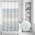 thumbnail image 2 of No Hook Shower Curtain, Blue Beige Farmhouse Shower Curtains for Bathroom with See Through Top Window, Vintage Wooden Striped Waterproof & Washable Bath Curtain Small Stall 36"x78", 2 of 9