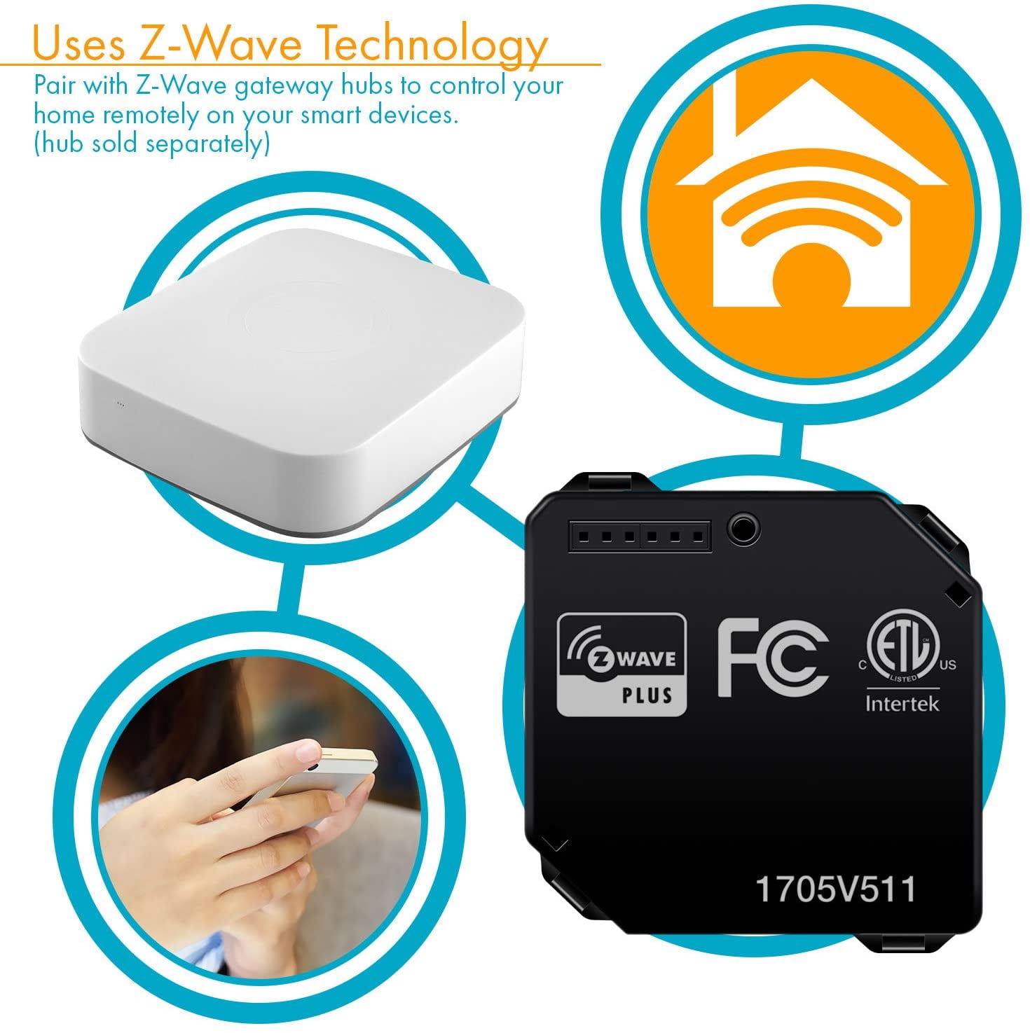 Enerwave Z-Wave Plus Single Relay Module, Smart Switch Wireless