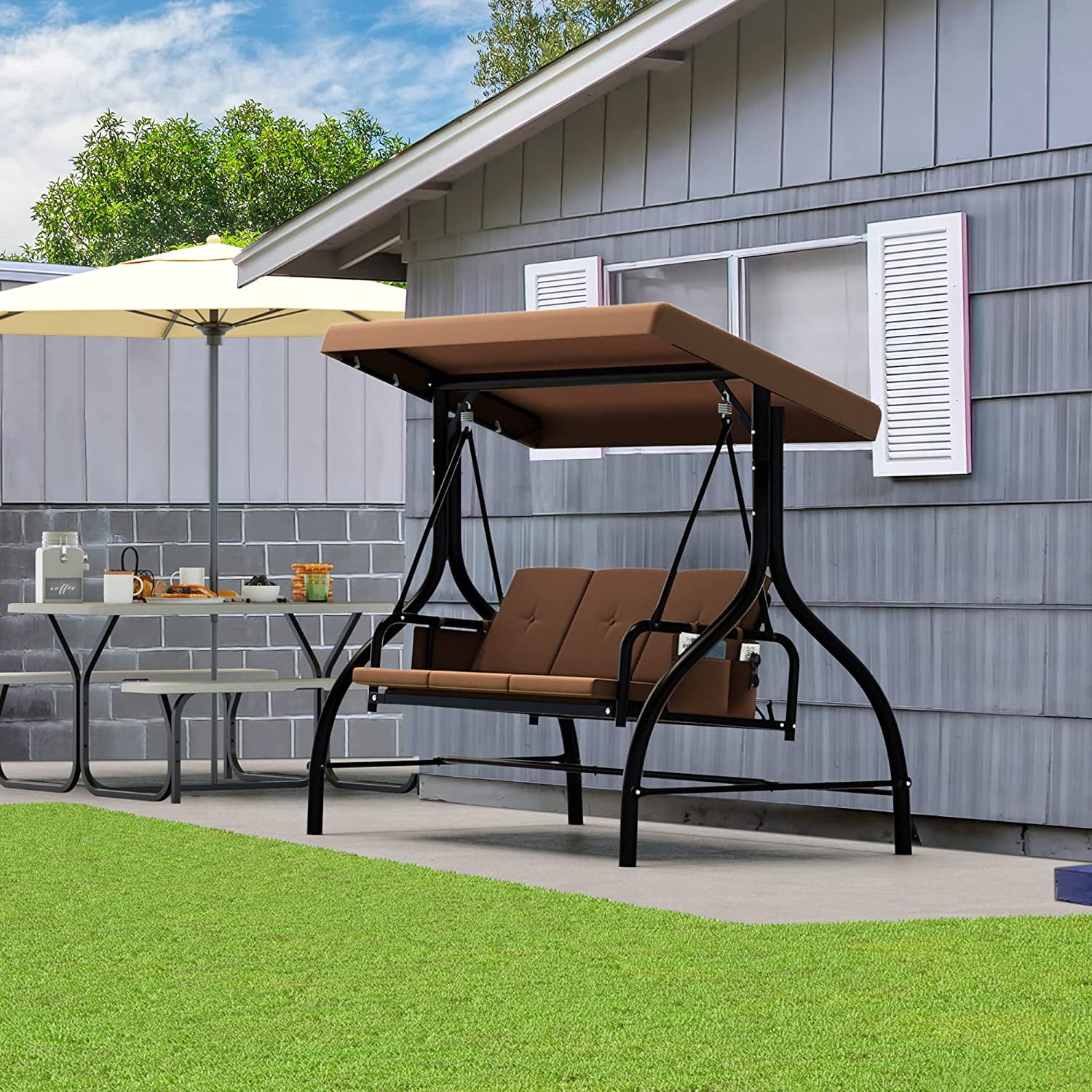 Adjustable porch swing bed deals