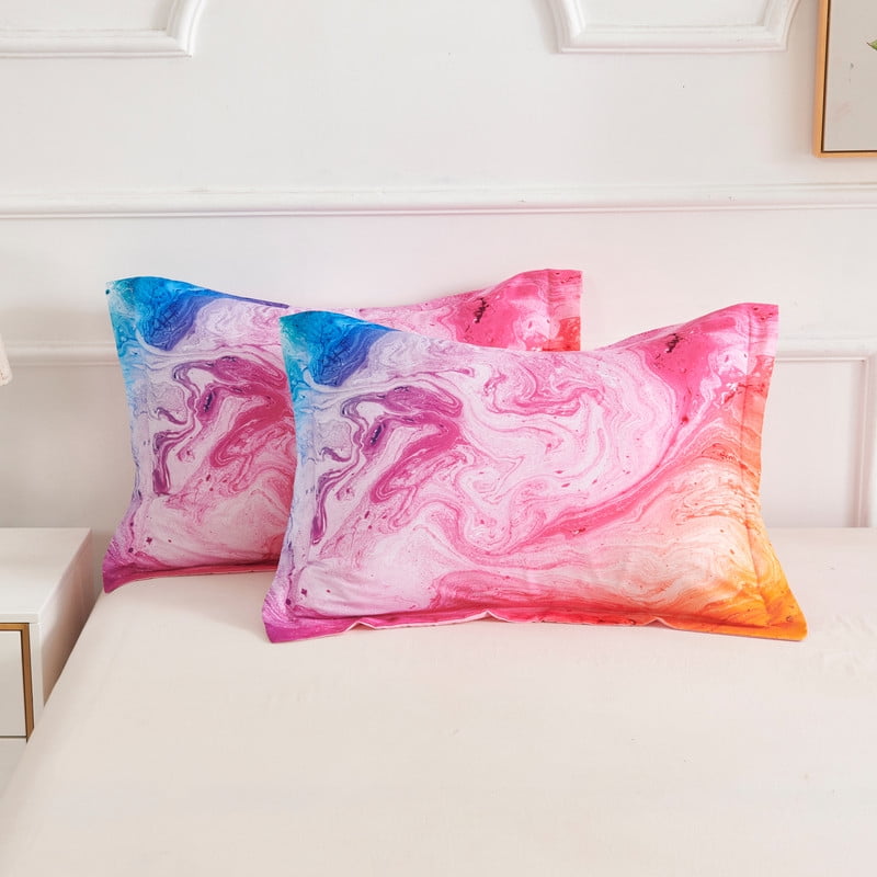 Koniroom 3-Piece Tie Dye Comforter Set King Size - Colorful Vibrant Reversible Pink Kids Marble Bedding with Pillow Shams, Perfect for Teen Girls