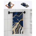 thumbnail image 6 of Blue Marble Towel Set of 3, Soft Microfiber Bath Towels, Hand Towel, Washcloths, Grey Gold Texture Vintage Farmhouse Art Quick-Dry Absorbent Towels for Bathroom Kitchen Hotel Beach Gym Spa, 6 of 7